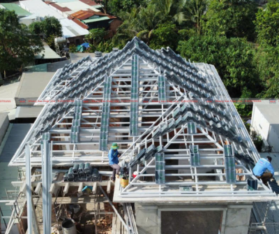 THI CÔNG HỆ KHUNG KÈO THÉP NHẸ HAI LỚP EUROTRUSS