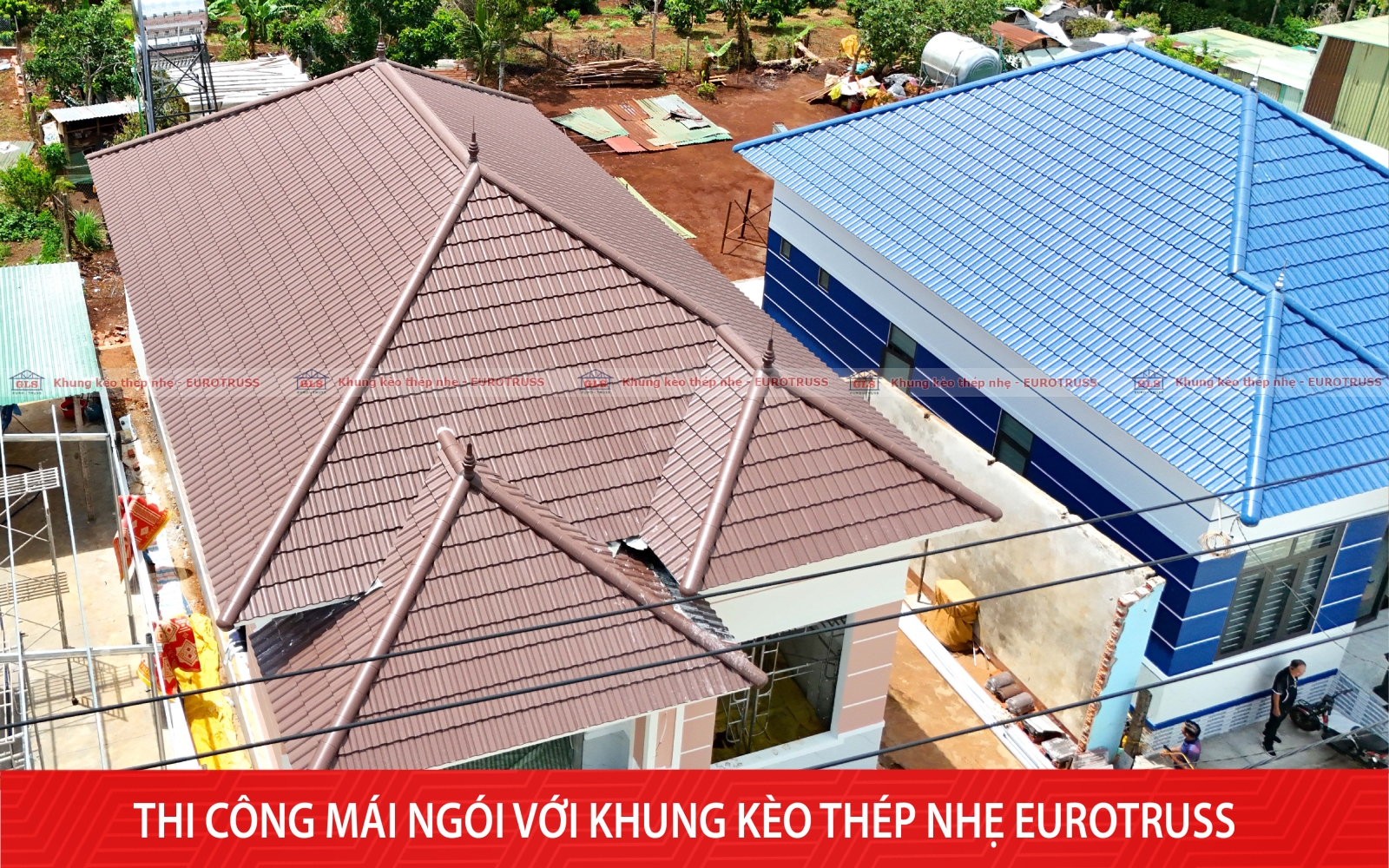 Thi công 3 mái ngói liền kề tại Gia Lai