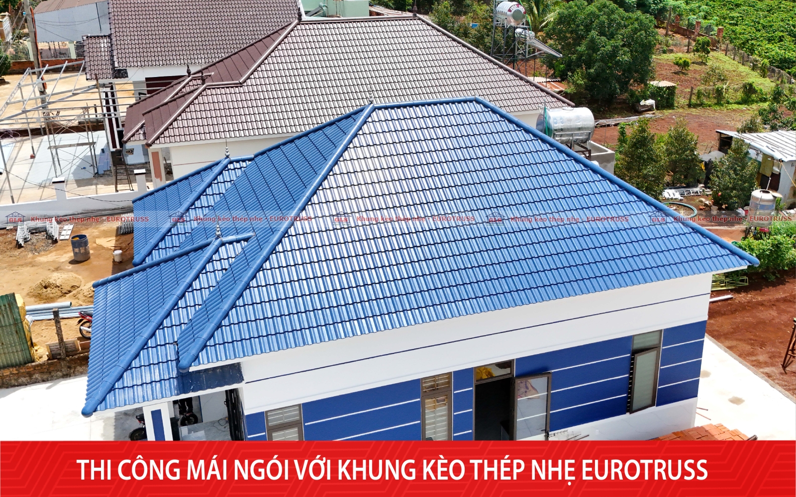 Thi công 3 mái ngói liền kề tại Gia Lai