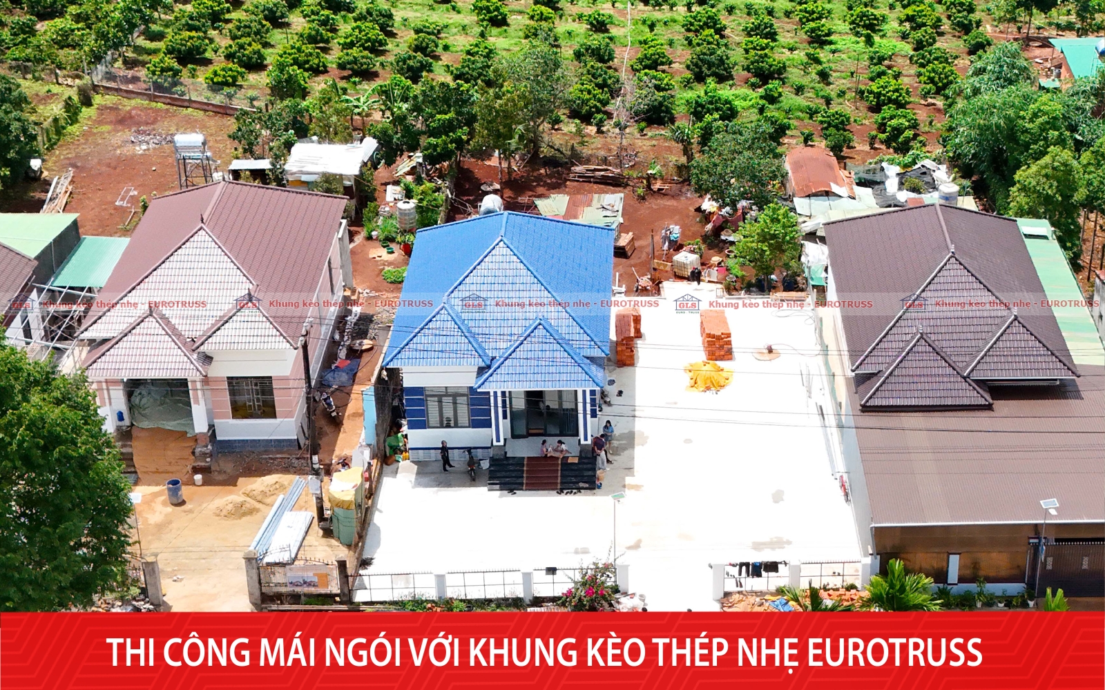 Thi công 3 mái ngói liền kề tại Gia Lai