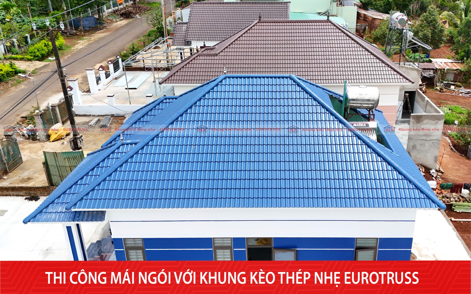 Thi công 3 mái ngói liền kề tại Gia Lai